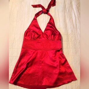 Satin Red Halter Blouse